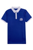 獨家設計酒店工作服    訂製寶藍色純色POLO衫   撞色領    短袖  國際酒店   P1519